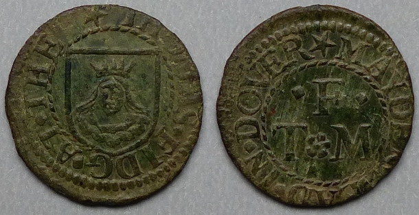 Dover, Thomas Fidg AT THE MAYDEN HEAD farthing N---